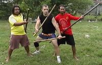 Antonio Graceffo with Krabi Krabong weapons